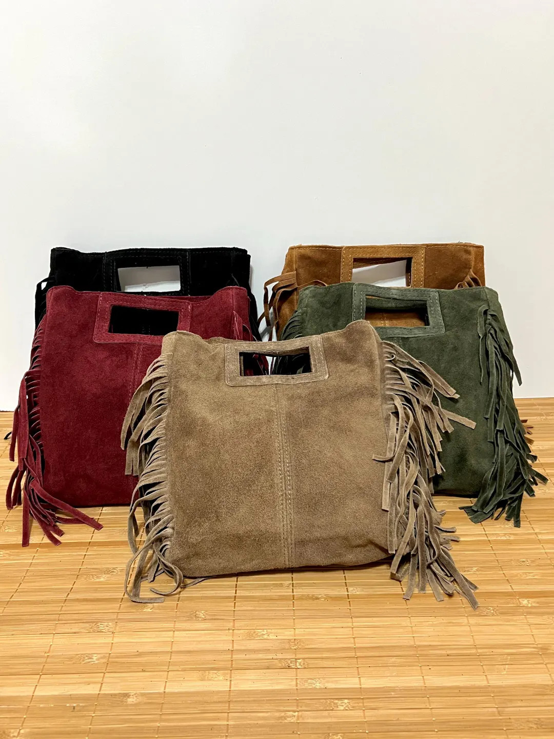 Suede Leather Shoulder Bag With Fringe and Strap – 27x25x7 Cm - Etsy | Etsy (US)