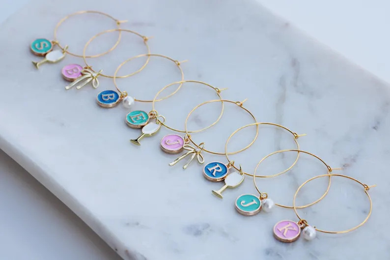 Personalized Name Drink Charms | Wine Glass Charms | Custom Name Glass Charms | Bachelorette Part... | Etsy (US)