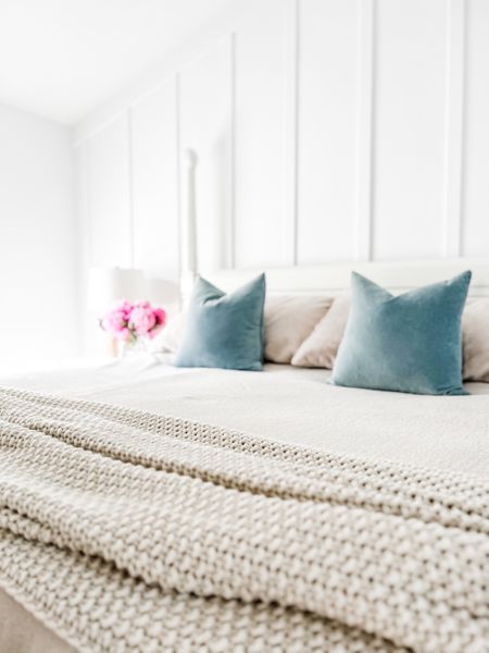 Love my chunky knit bed blanket from Target! 

Chunky throw, neutral throw blanket. Bedding, cozy bed blanket, end of the bed blanket, chunky throw blanket, woven lamp, rattan lamp, wicker lamp. Coastal decor. Bedroom decor, nightstand lamp, table lamp. Neutral decor, soft sheets.
#target #amazon #walmart