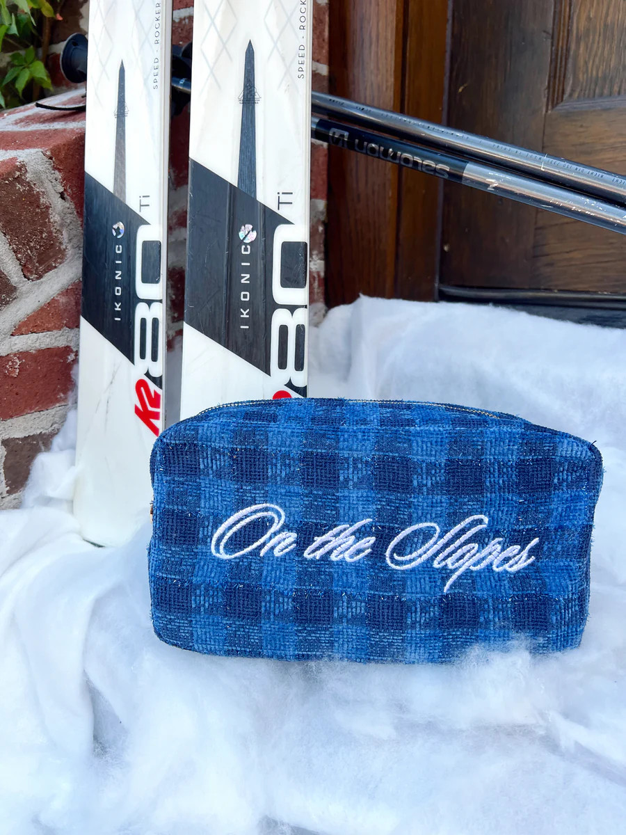 On The Slopes - Navy Plaid Large Bag | KenzKustomz