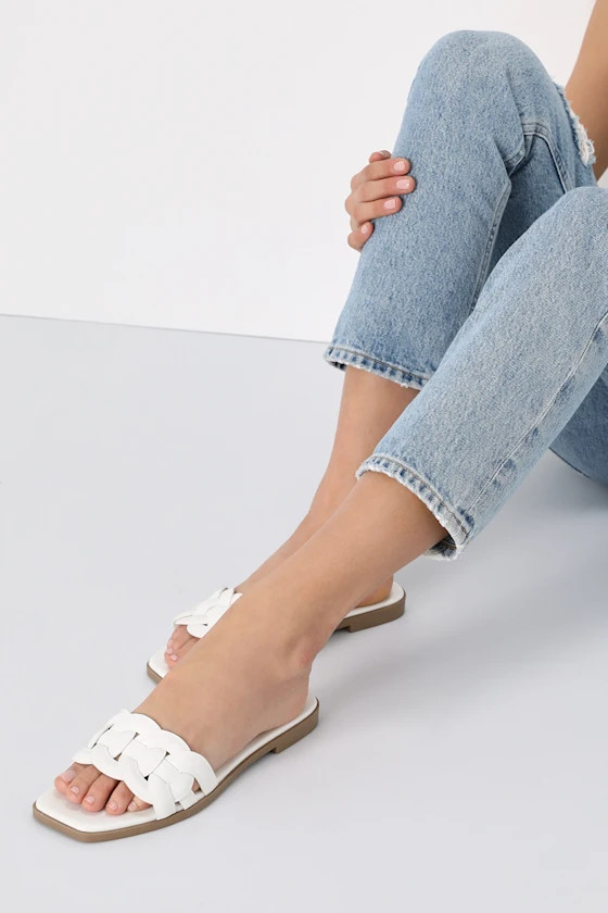 Cluely White Woven Slide Sandals | Lulus (US)