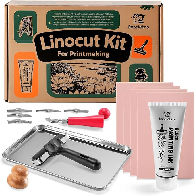 Linocut Kit for Printmaking - Arts and Crafts for Adults - Christmas DIY Kit Gifts - Hobby Kits B... | Amazon (US)