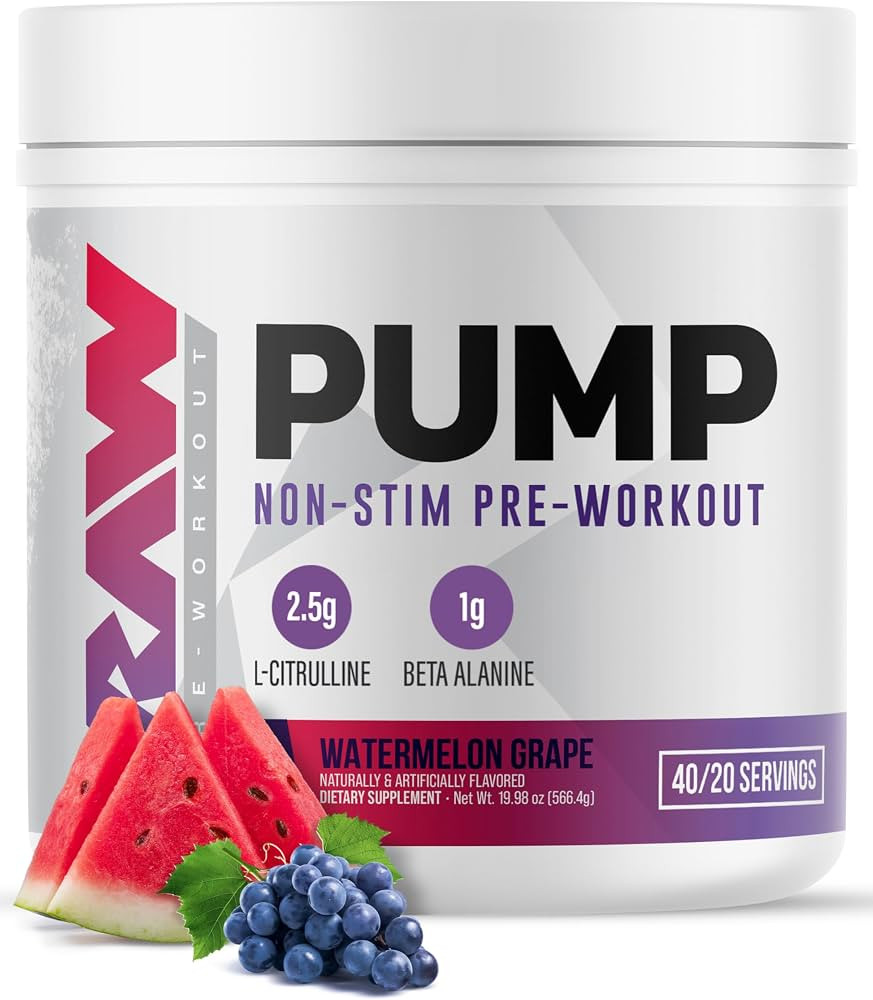 RAW Pump Stim Free Pre Workout (Watermelon Grape) - Non-Stimulant Pre Workout Supplement Powder N... | Amazon (US)