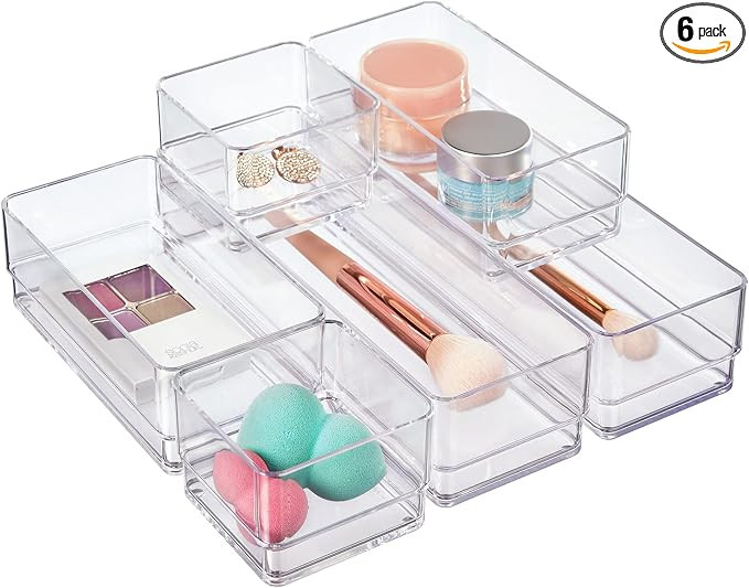 STORi SimpleSort 6-Piece Stackable Clear Drawer Organizer Set | Multi-size Trays | Small Makeup V... | Amazon (US)