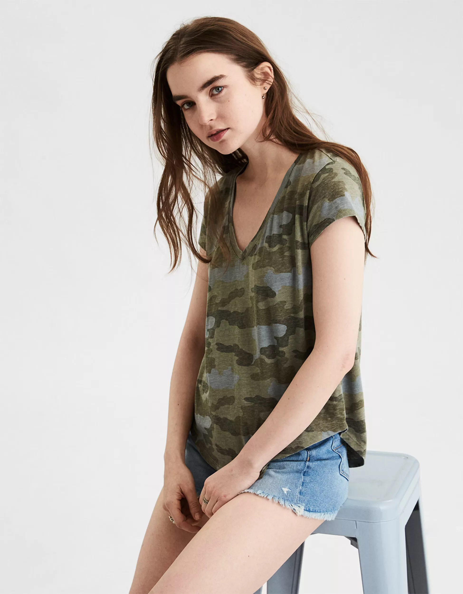 American eagle clearance camo shirt womens