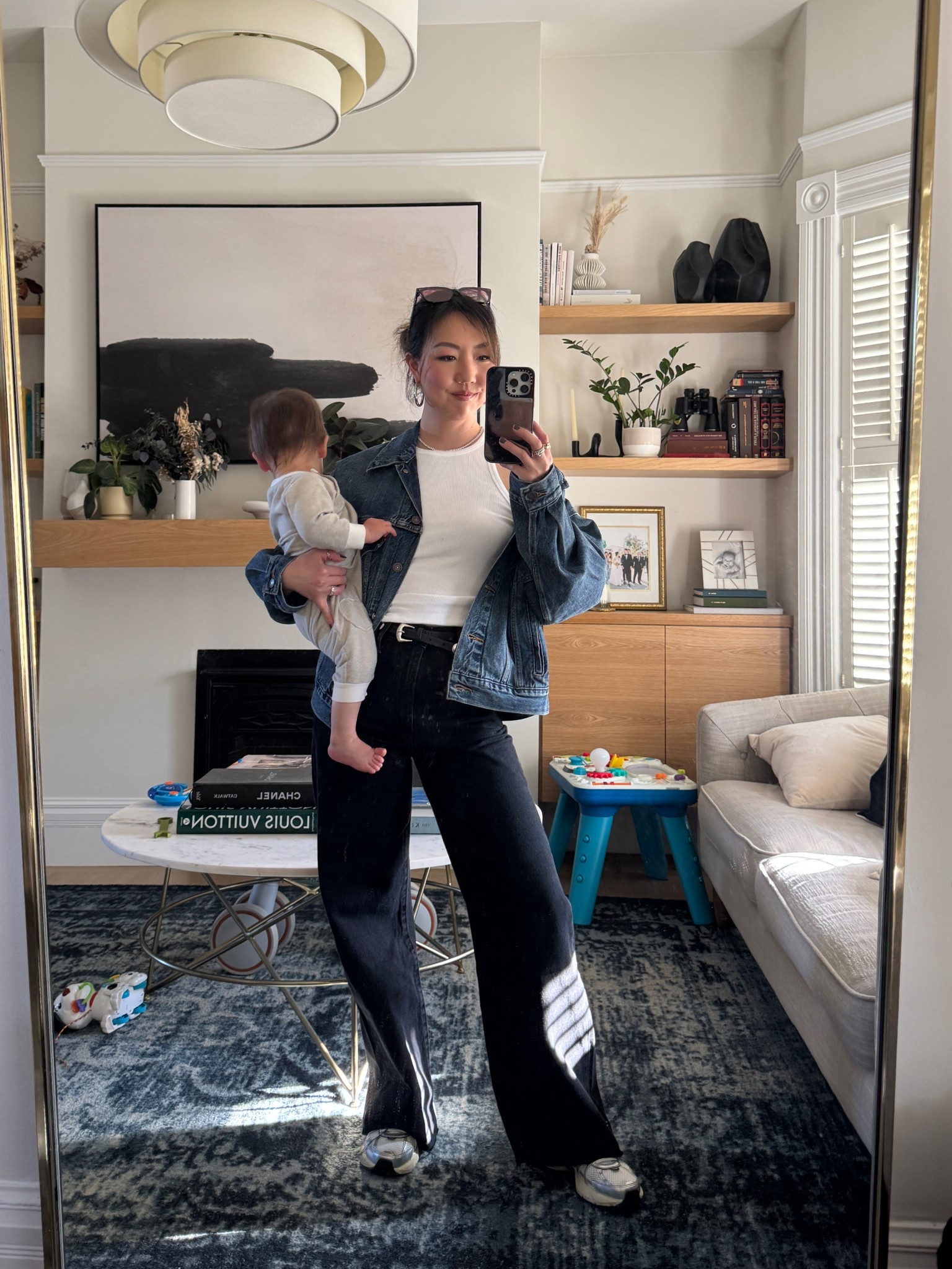 Wearing size:
S in the jacket
26 in the jeans 
shoes  run true to size 