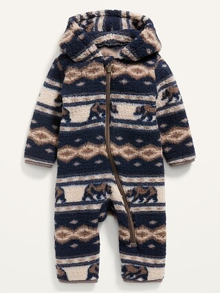 Unisex Printed Sherpa Hooded One-Piece for Baby | Old Navy (US)