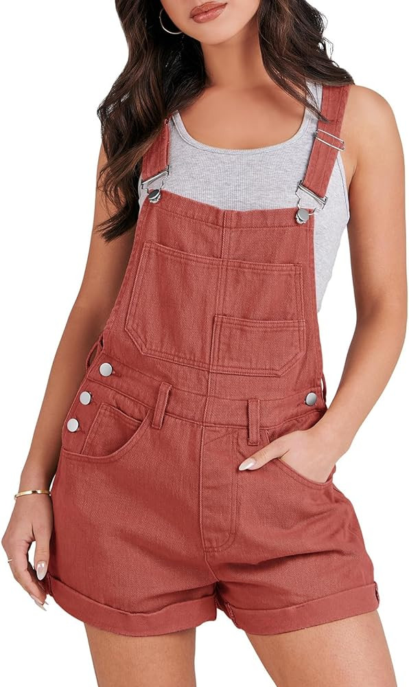 ANRABESS Overalls for Women 2024 Summer Casual Loose Fit Adjustable Shorts Denim Overall Rompers ... | Amazon (US)