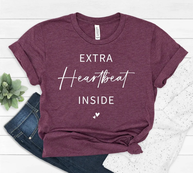 Extra Heartbeat Inside Shirt, Pregnancy Announcement Shirt, Pregnancy Reveal Shirt, Baby Announce... | Etsy (US)