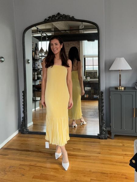 Loving yellow right now- wore this dress to a bridal shower . 20% off with code AFTIA

#LTKwedding #LTKbaby