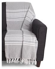 Kaiden Woven Stripe Tassel Trim Throw | Marshalls