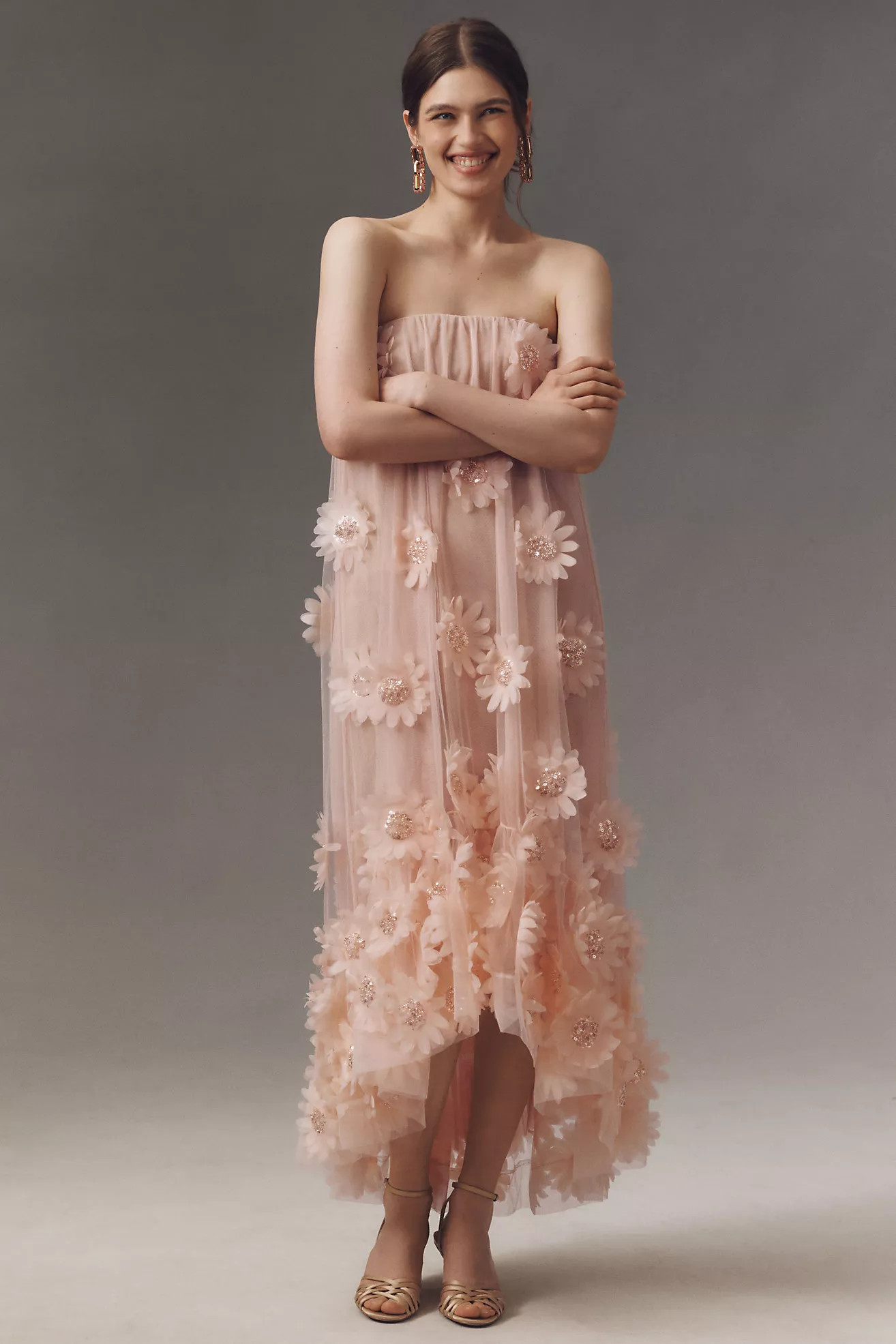 Helsi Athena Strapless 3D Floral Maxi Dress | Anthropologie (US)