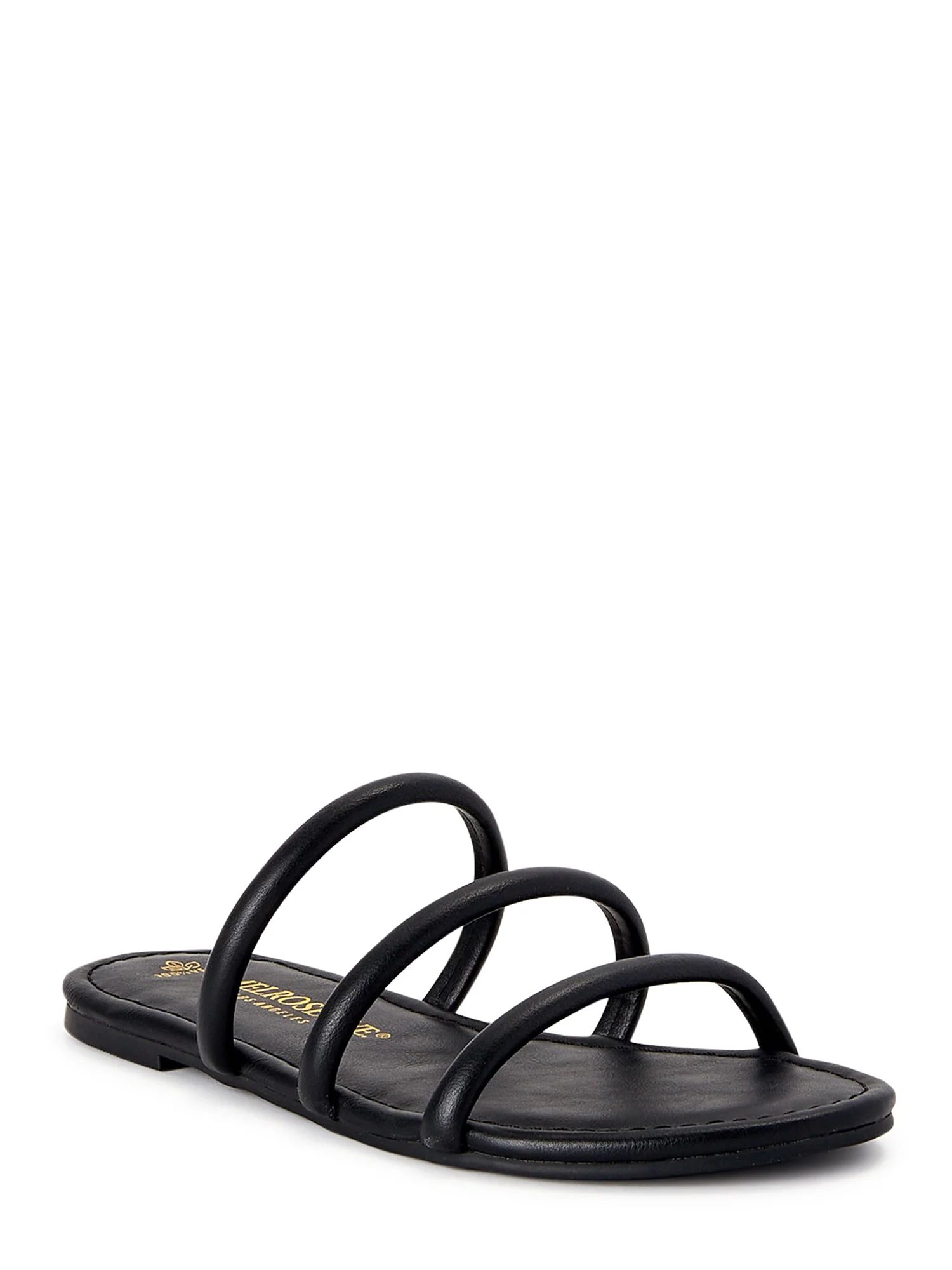 Melrose Ave Women's Faux Leather Three Strap Sandals | Walmart (US)