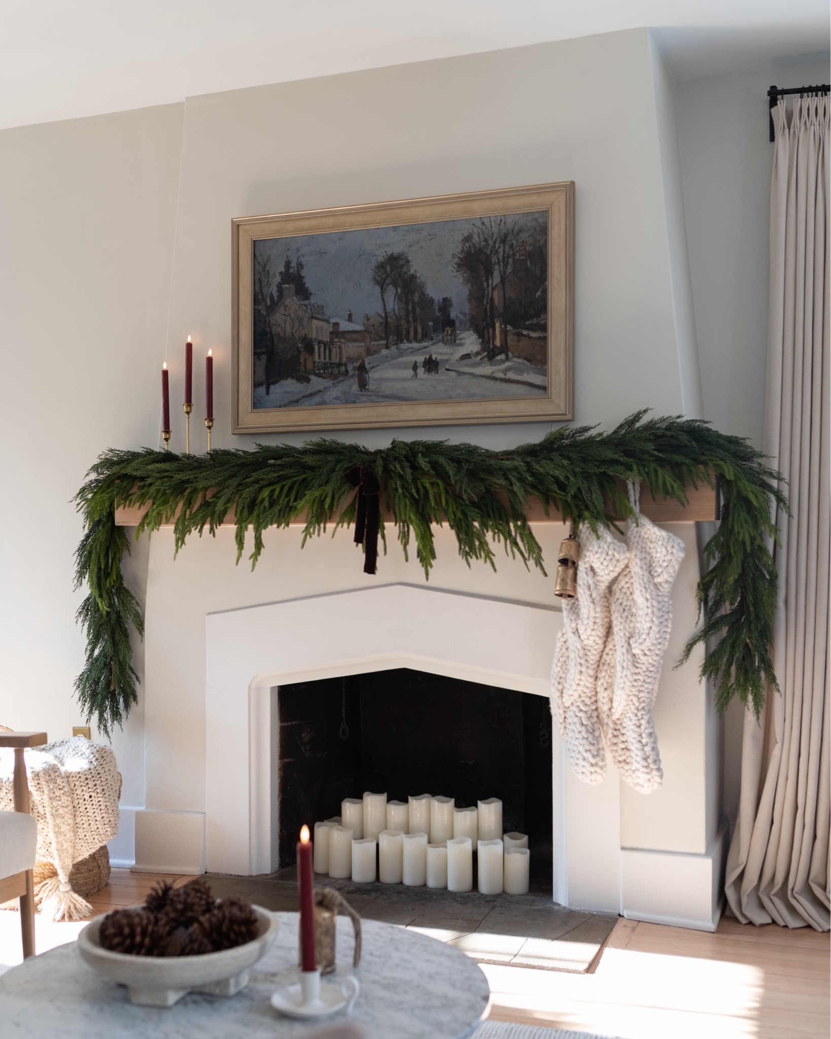 Fireplace mantel holiday decor #garland #stockings #holidaydecor #christmasdecor 

#LTKSeasonal #LTKHome #LTKHoliday