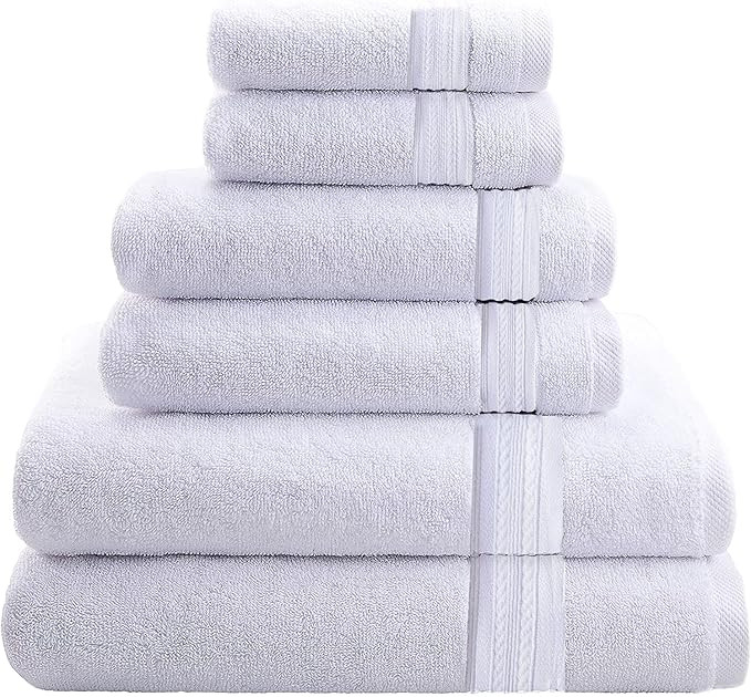100% Cotton Premium & Luxury Towels 600GSM Super Soft, 6 Piece Towel Set (2 Bath Towels, 2 Hand T... | Amazon (US)