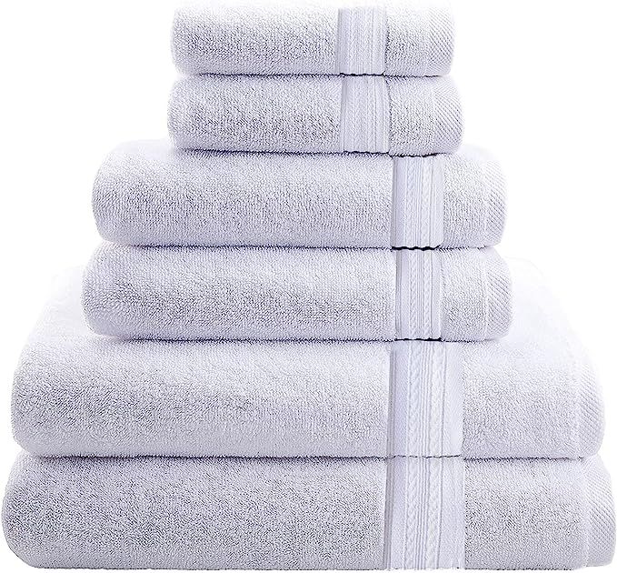 100% Cotton Premium & Luxury Towels 600GSM Super Soft, 6 Piece Towel Set (2 Bath Towels, 2 Hand T... | Amazon (US)