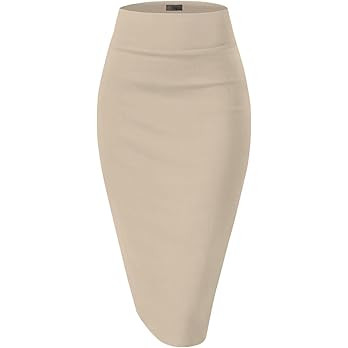 Hybrid & Company Women's Premium Nylon Ponte Stretch High Waist Pencil Suit Skirt Below Knee | Amazon (US)