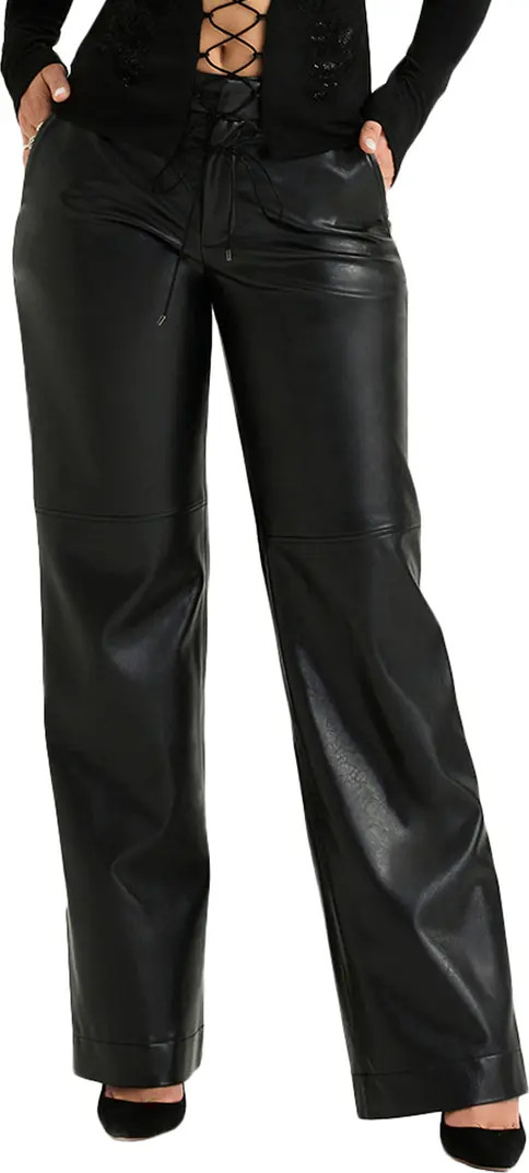 Omaira Faux Leather Wide Leg Trousers | Nordstrom