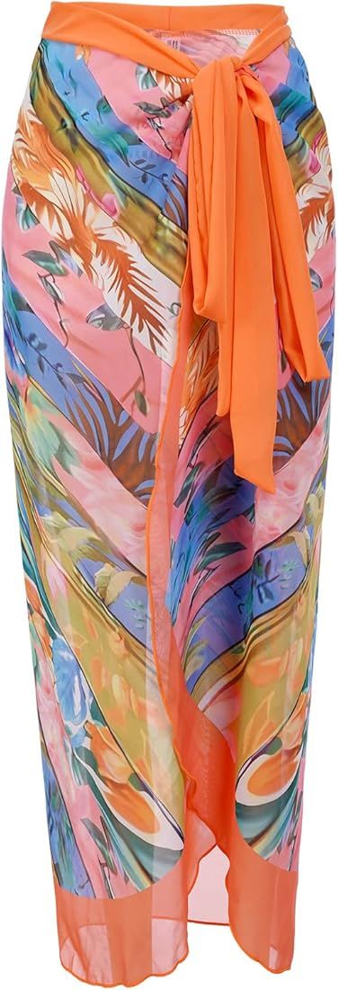 IDOPIP Sarong Coverups for Women Swimsuit Cover up Wrap Beach Skirt Floral Printed Beach Swimwear... | Amazon (US)
