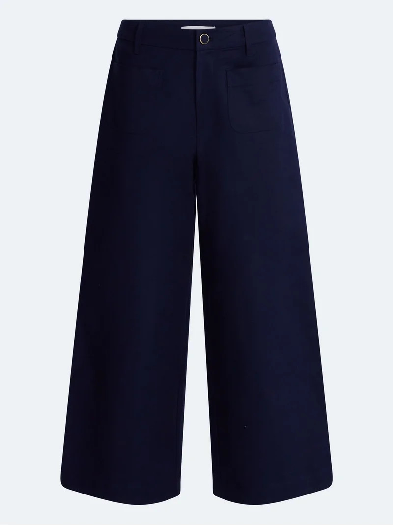 Free Assembly Women's High Rise Cropped Wide Leg Trousers with Patch Pockets, 24" Inseam, Sizes 0... | Walmart (US)