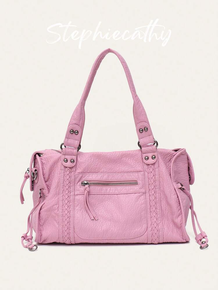 STEPHIECATHY Women's Fashionable Casual Cool Street Style Soft Brush Off Washed PU Vegan Leather ... | SHEIN
