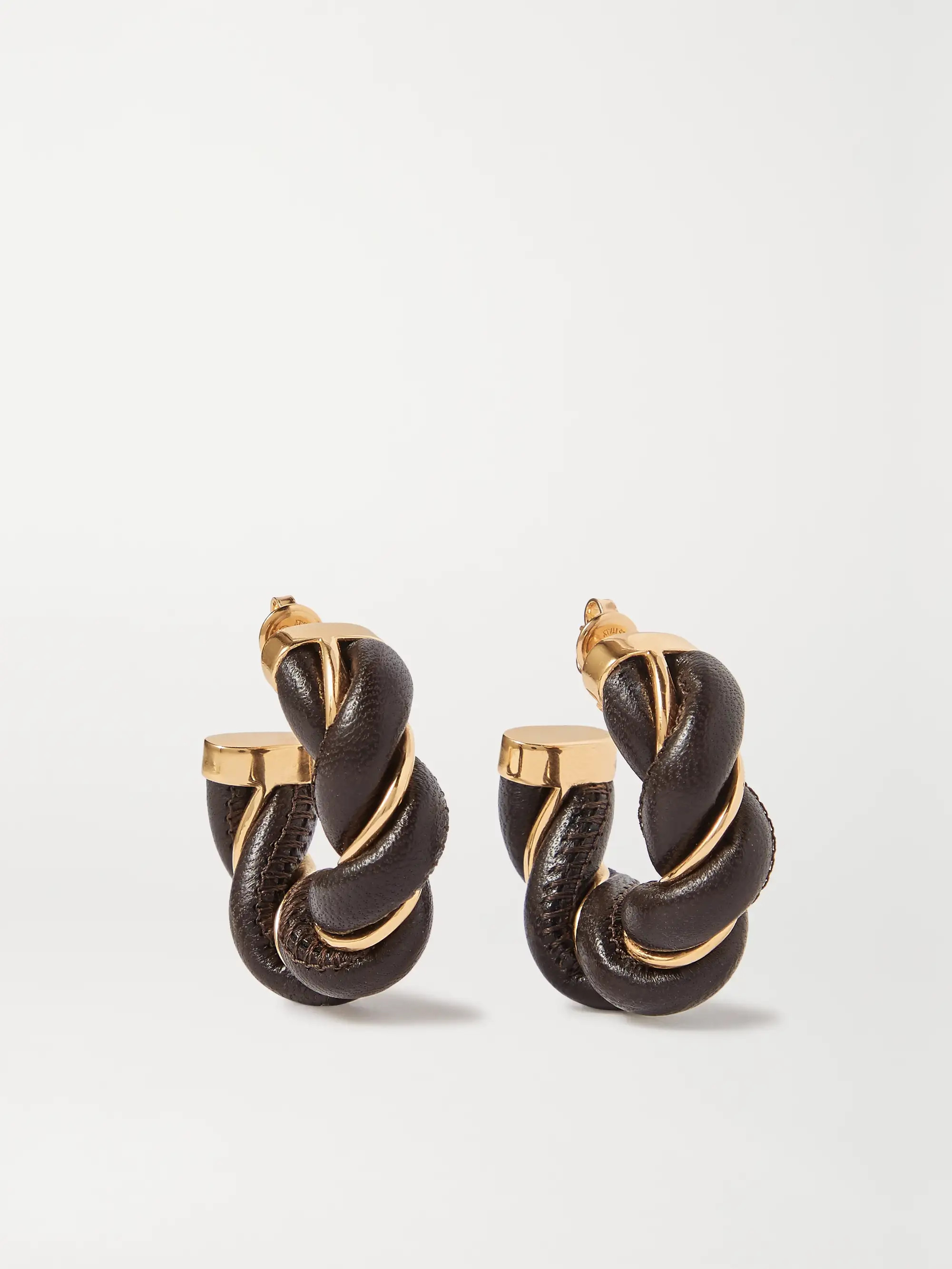 Gold-tone and leather hoop earrings | NET-A-PORTER (US)