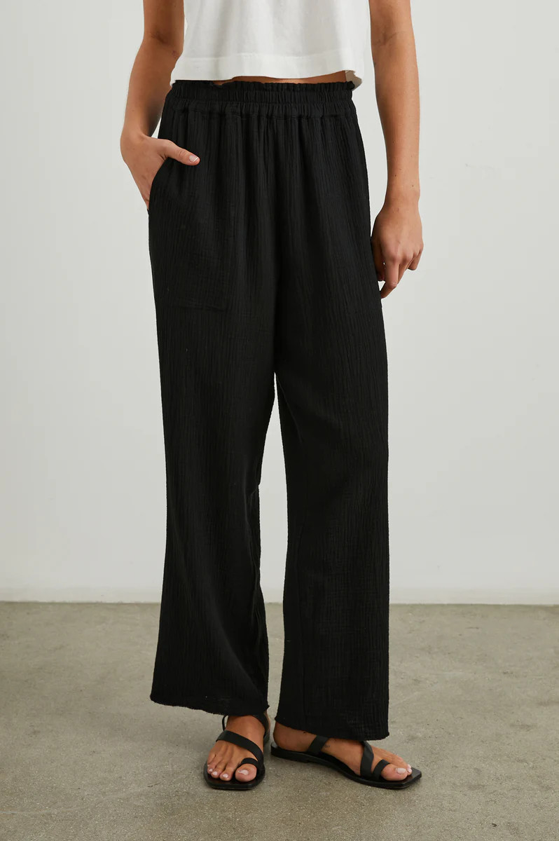 LEON CROP PANT - BLACK GAUZE | Rails
