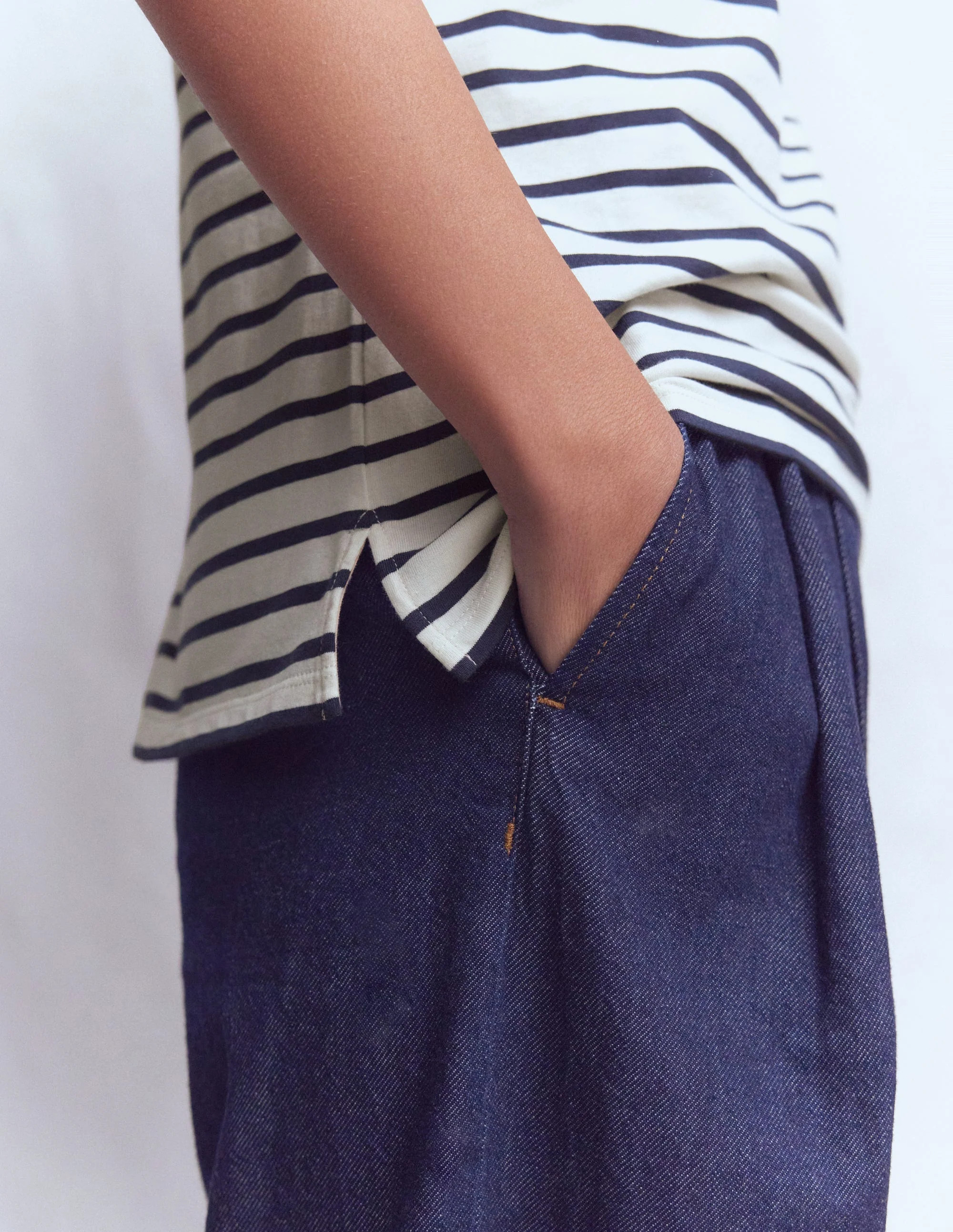 Olivia Short Sleeve Breton-Ivory, Navy | Boden (US)