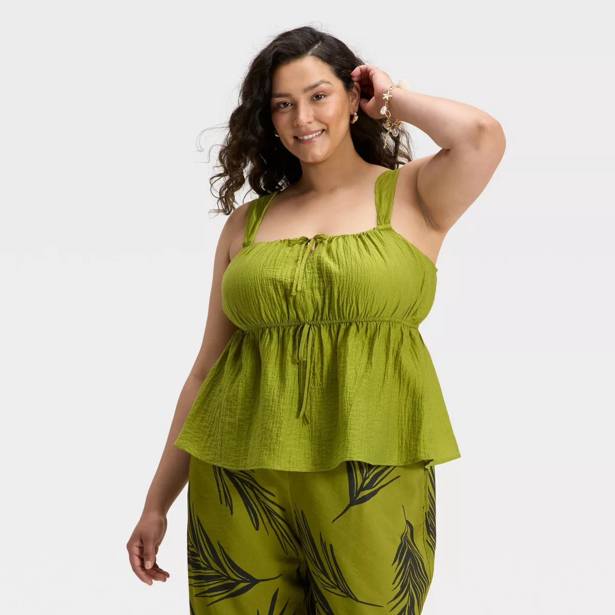 Women's Textured Tie-Front Tank Top - A New Day™ Black XS | Target