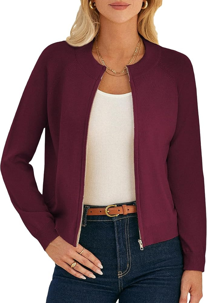 GRACE KARIN Womens Long Sleeve Zip Up Cardigan Sweaters Lightweight Sweater Jacket Knitted Fashion Clothes | Amazon (US)