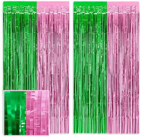 xo, Fetti Pink + Green Foil Curtain - Set of 2 | Witch Party Decorations, Girl Birthday Backdrop,... | Amazon (US)