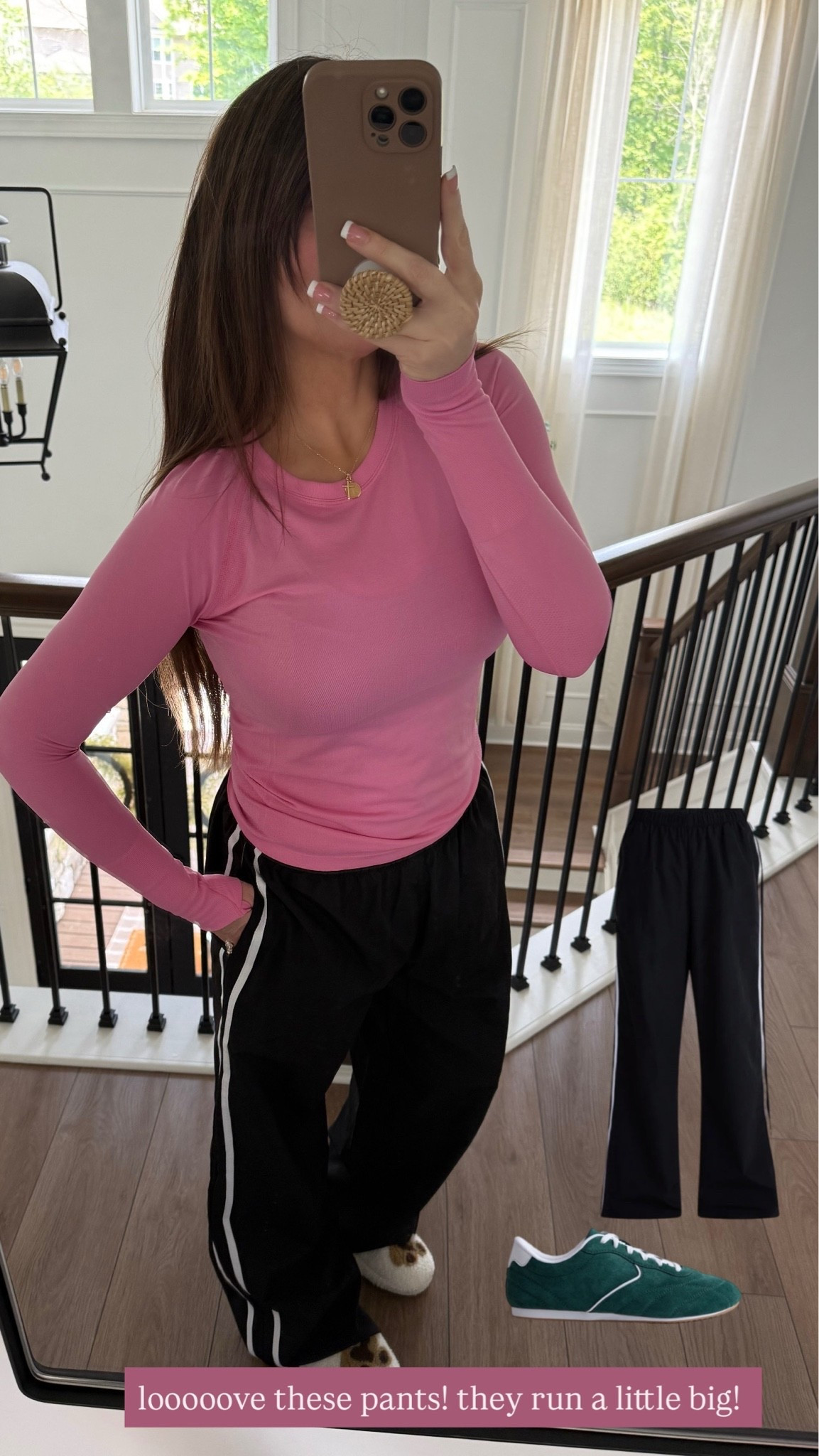 These track pants are so good! But they run slightly big. Shoes are true to size and if in between, size down!

#LTKActive #LTKootd #LTKmomlife