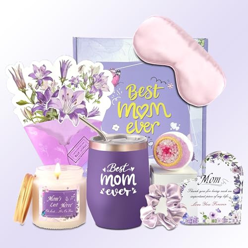 Neekiko Gifts for Mom, Birthday Mothers Day Gifts for Mom from Daughter Son, Lavender Relaxing Gift Basket Set with 12 oz Wine Glass, Funny Mothers Day Gift Ideas for Mama Mother in Law, Purple | Amazon (US)