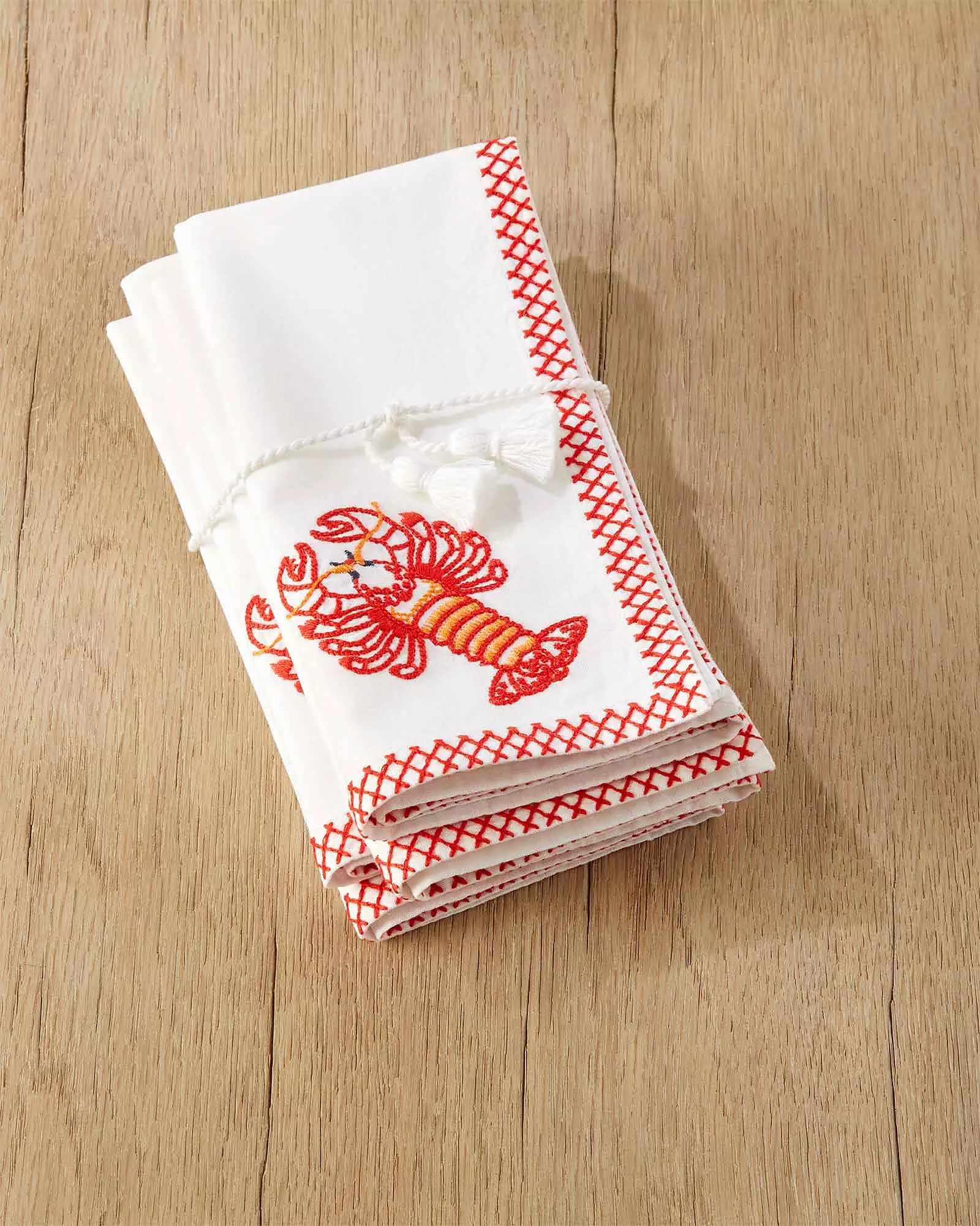 Embroidered Icon Napkin - Lobster | Serena & Lily | Serena and Lily