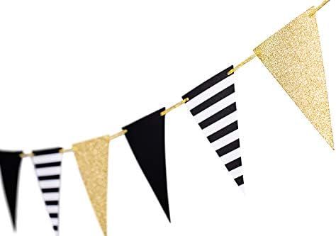 Gold Black Triangle Banner Decorations Bunting Signs for Independence Day Flags Decoration Birthd... | Amazon (US)