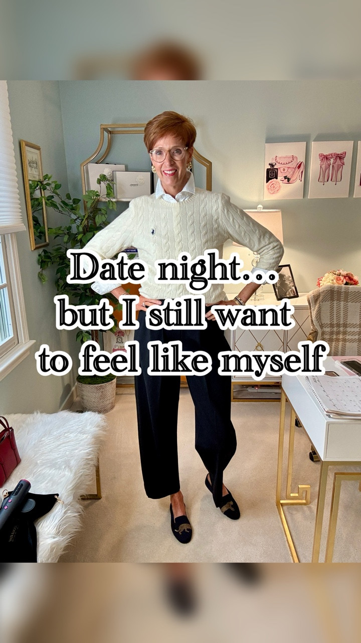 Date night… but make it realistic.
Not too dressed up.�Not too casual.�Just something that feels like you, but a little more intentional.

Want the links? Like, Follow & Comment SHOP and I’ll send links right to your DM.

This is one of those outfits that always lands in the right place:�a crisp button down layered under a classic knit�structured pants that feel polished but still comfortable�loafers that keep it grounded�and a pop of color that makes it feel finished

It’s easy. It’s wearable. And it doesn’t require overthinking.
Because the goal isn’t to look like a different version of yourself —�it’s to feel like yourself, just pulled together.

If you’re over 40 and want date night outfits that actually work in real life, this is a formula worth keeping.

Save this for the next time you’re standing in your closet before heading out.
And tell me — are you more likely to dress up for date night, or keep it simple like this?

#over40style #datenightoutfit #classicstyle #womenover40 #effortlessstyle

#LTKOver40 #LTKTall #LTKootd