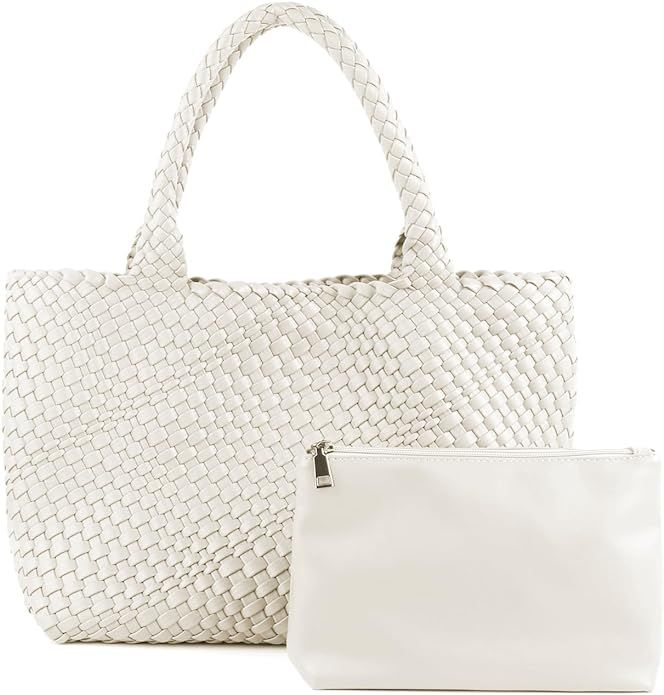 Woven Tote Bag for Women Shoulder Top-handle Bag Shopper Bag Summer Beach Travel Handbag Underarm... | Amazon (US)
