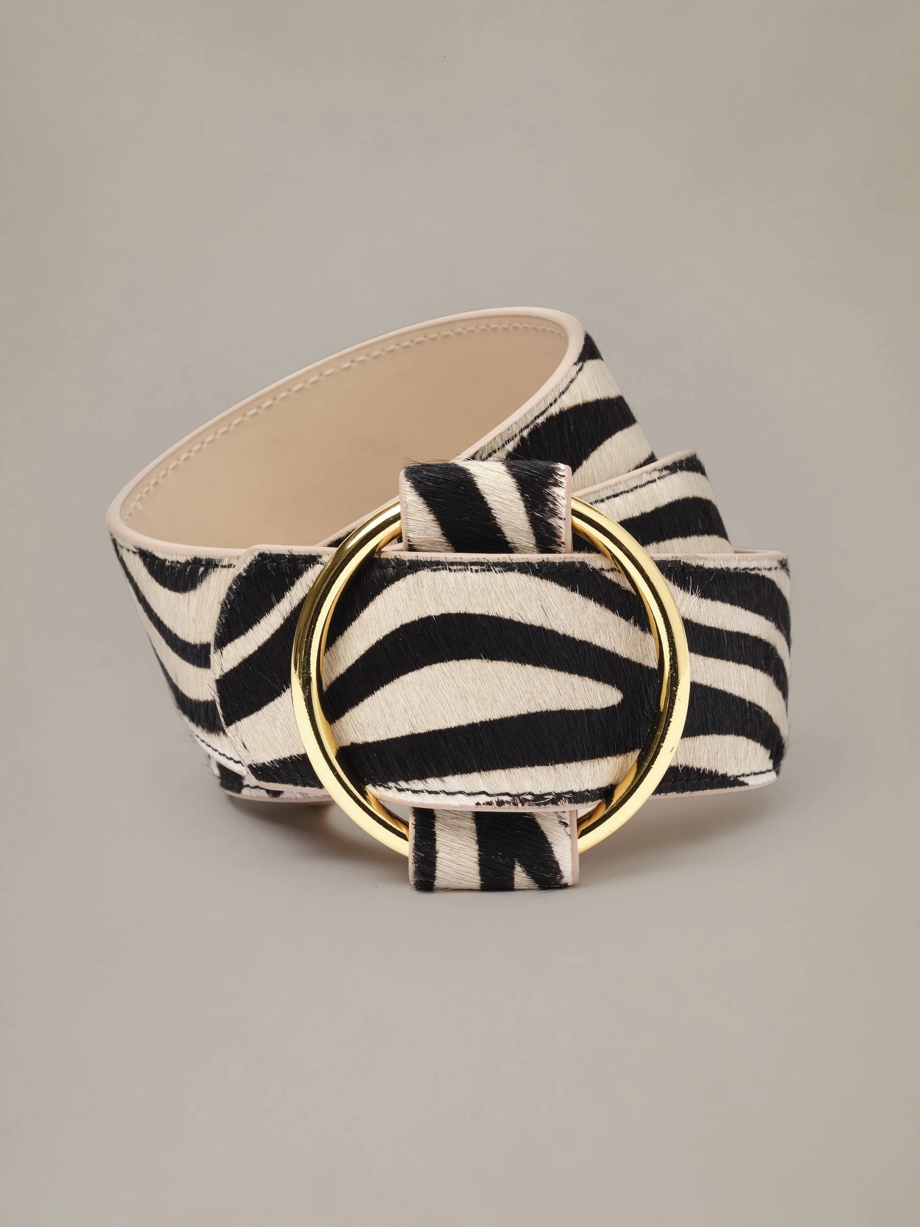 Black/Off_White Zebra Stripes Amelia Pony Hair Belt | Women's Belts | J.McLaughlin | J.McLaughlin