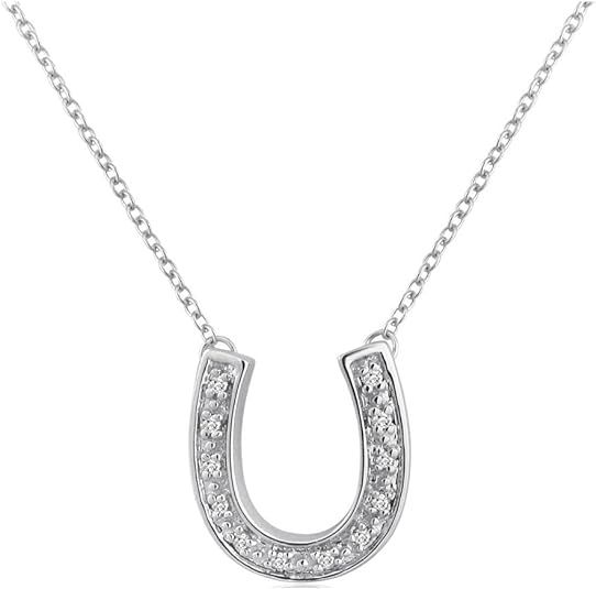 1/10ct Total Weight Diamond Horseshoe Necklace for Women in Sterling Silver | Amazon (US)