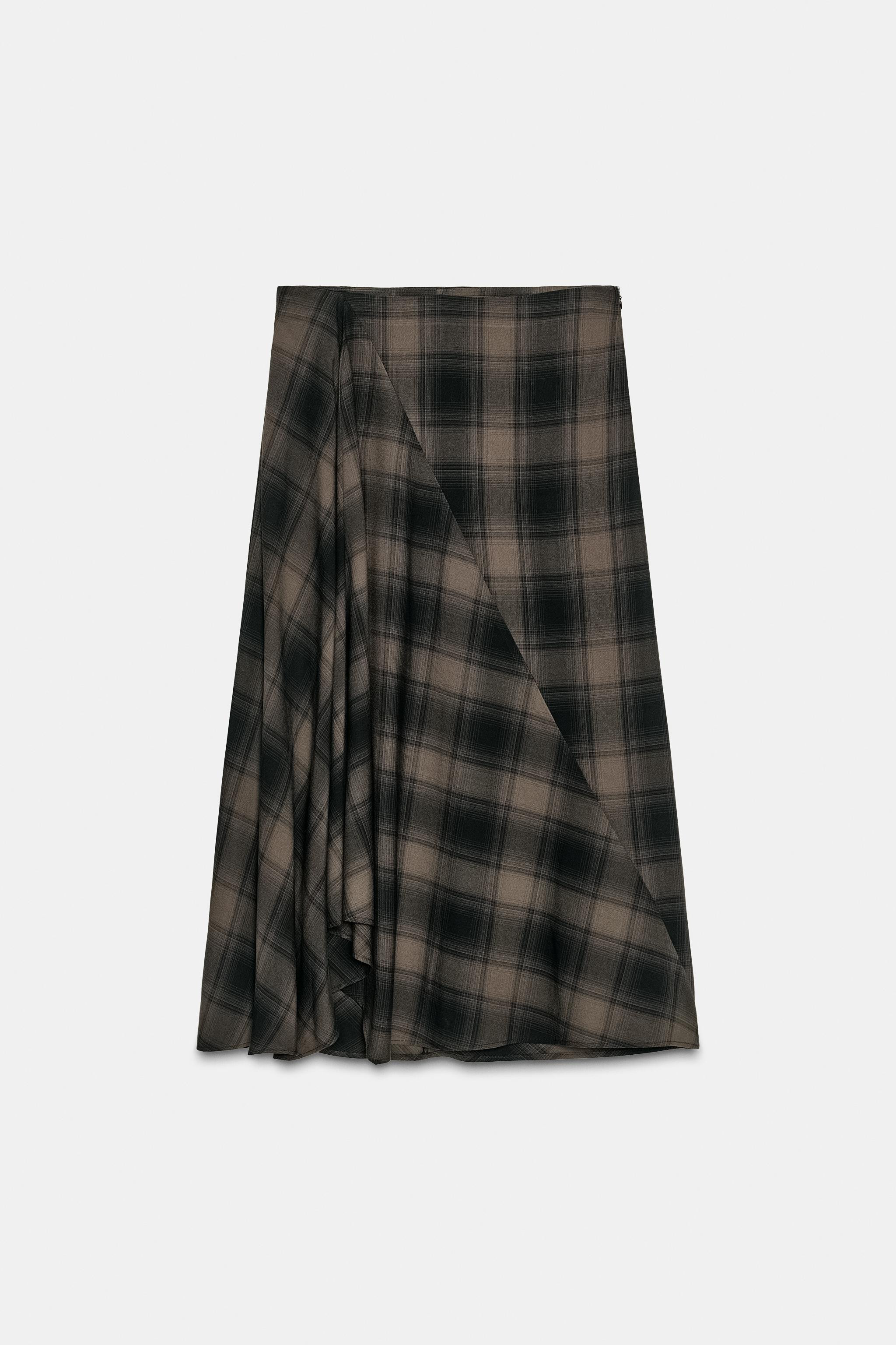 CHECKED MIDI SKIRT | Zara UK