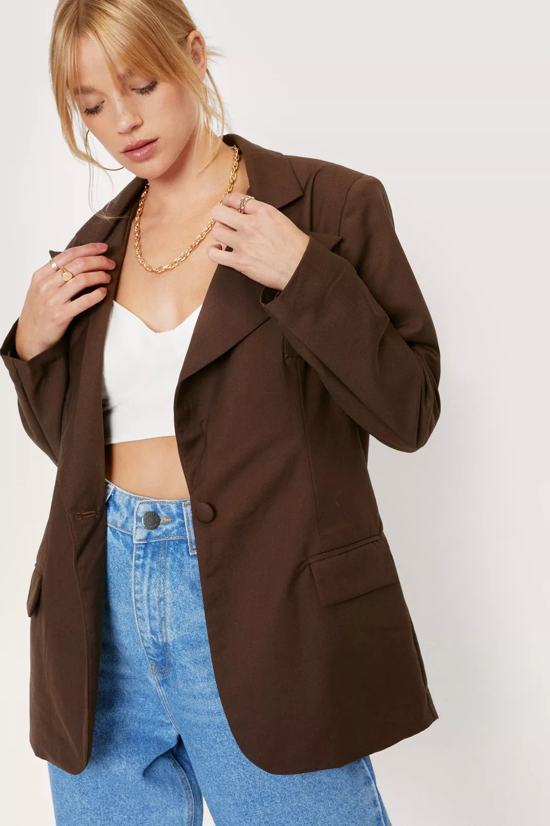 Petite Oversized Button Down Blazer | Nasty Gal (US)