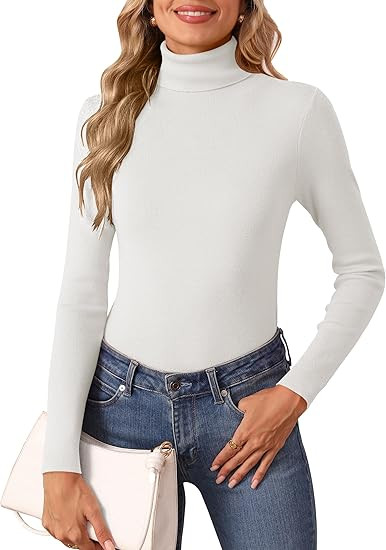 Women's Turtleneck Long Sleeve Shirts Fall Fashion Basic Thermal Underwear Tops Winter Clothes 20... | Amazon (US)