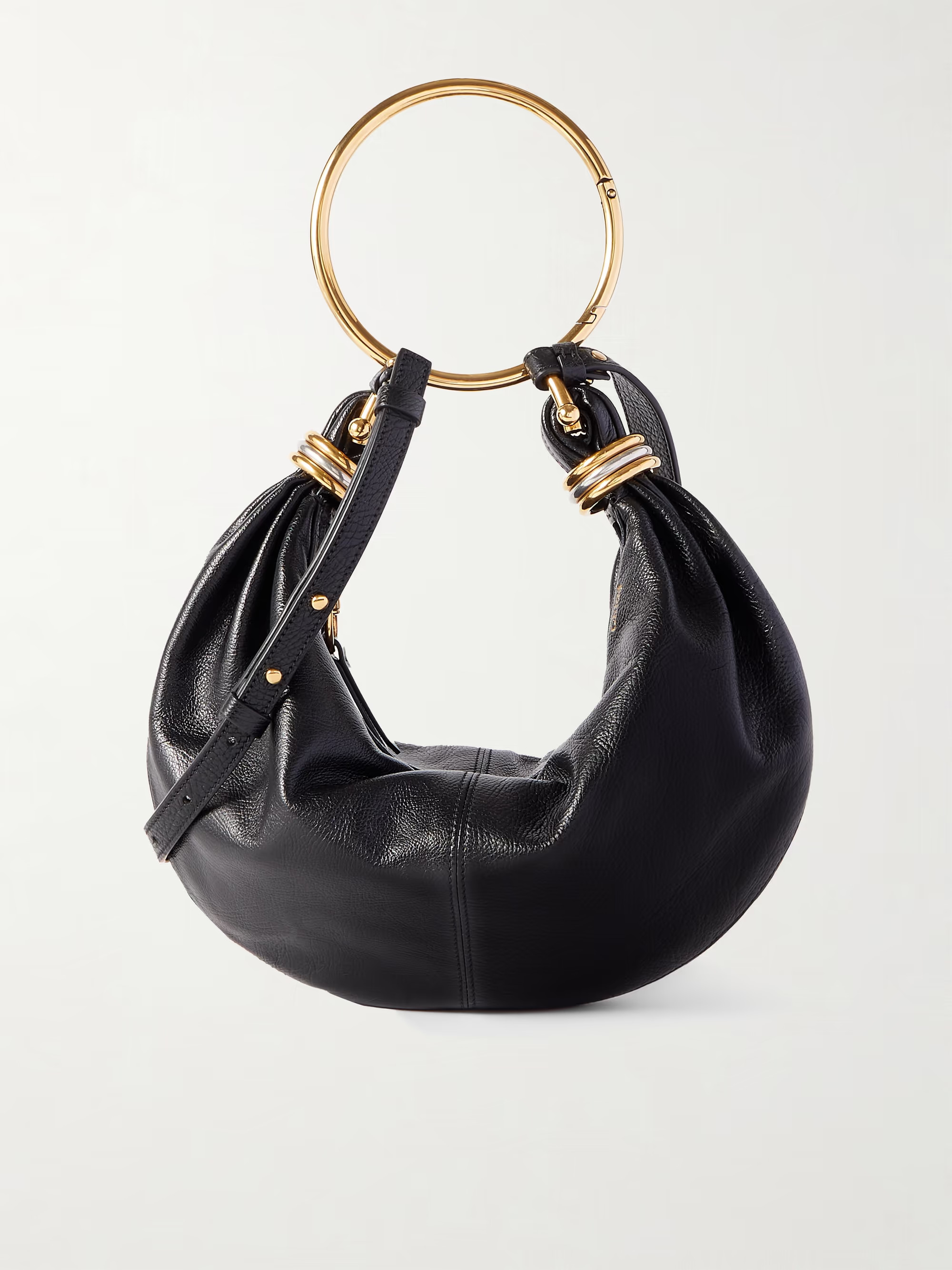 Bracelet embellished glossed textured-leather shoulder bag | NET-A-PORTER (US)