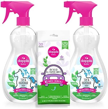 Toy & Highchair Cleaning Spray by Dapple Baby, Fragrance Free, 16.9 Fl Oz Bottle (Pack of 2) + 30... | Amazon (US)