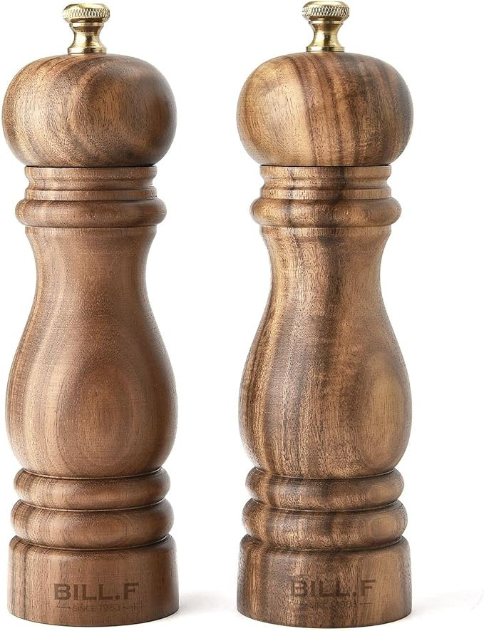 Pepper Grinder,Wood Salt and Pepper Grinder Mills Sets, Acacia Wood Manual Salt Grinder Refillabl... | Amazon (US)