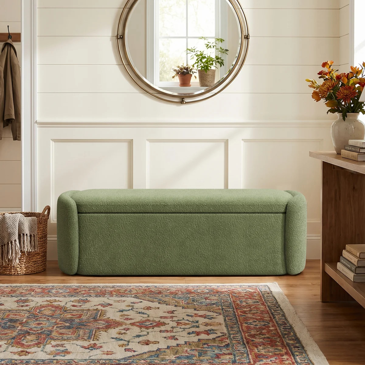 51.4" Enlarged Plush Teddy Chenille Upholstered Storage Ottoman Bench, No Assembly Required | Wayfair North America