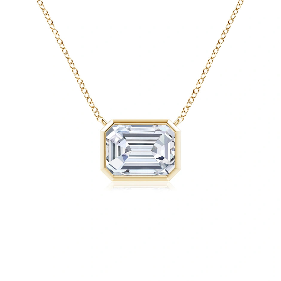 Lab-Grown East-West Bezel-Set Emerald-Cut Diamond Pendant in 14K Yellow Gold (F-G, VS - 0.65CT. T... | Angara US