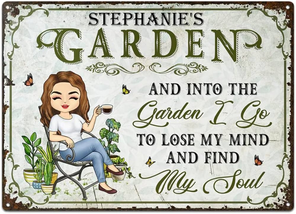 And Into The Garden I Go Gardening, Garden Sign, Personalized Custom Classic Metal Signs Garden Y... | Amazon (US)