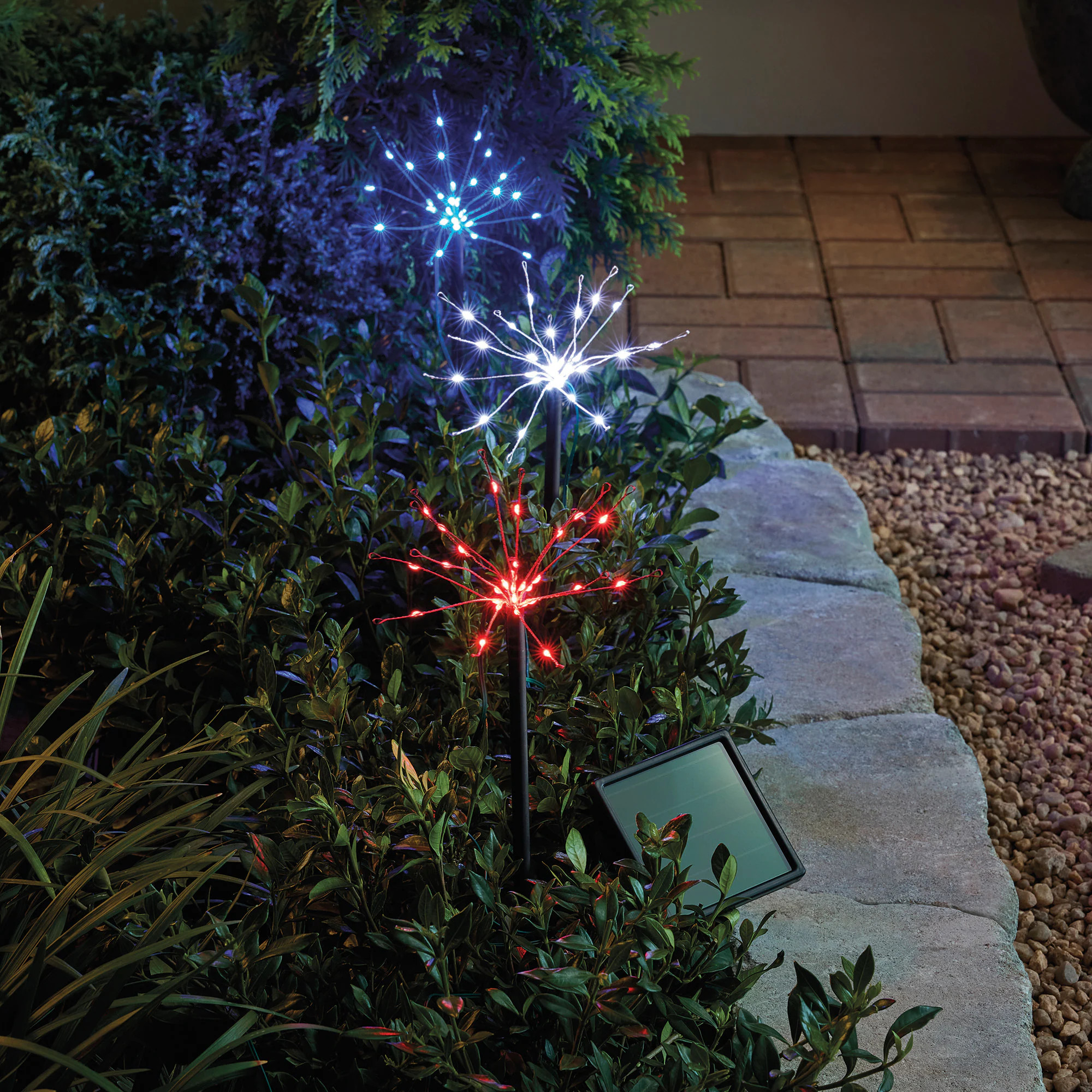 Holiday Living 3-Piece Outdoor Patriotic Solar Powered Starburst Pathway Lights | Lowe's