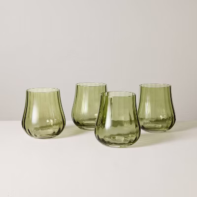 Set of 4 14oz Short Water Glasses Green - Hearth & Hand™ with Magnolia | Target
